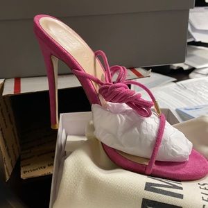 Femme LA pink Barely There Lace up heel unworn